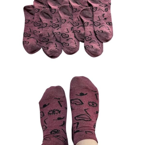 Kadın Patik Pamuklu 8 Çift Bordo  Göz Desenli TYC3B66EF9A93136E59145100