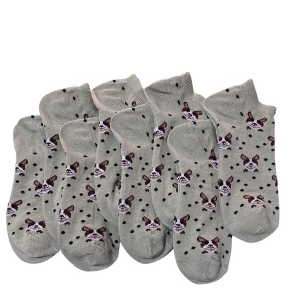 Kadın Patik  Pamuklu 8 Çift Yeşil  Tilki Desenli S32