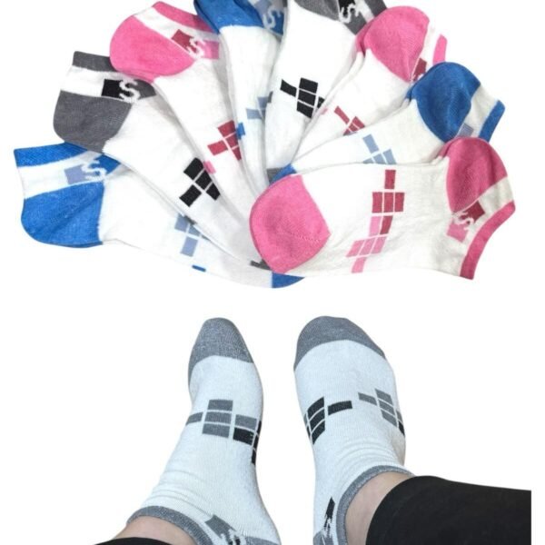 8 Çift Kadın Patik Pamuklu Desenli Renkli B4