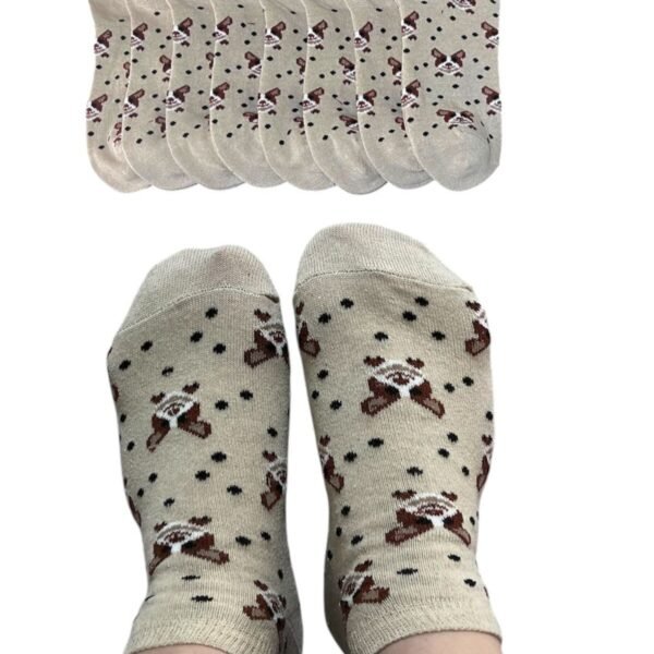 Kadın Patik Pamuklu 8 Çift Titki Desenli S30