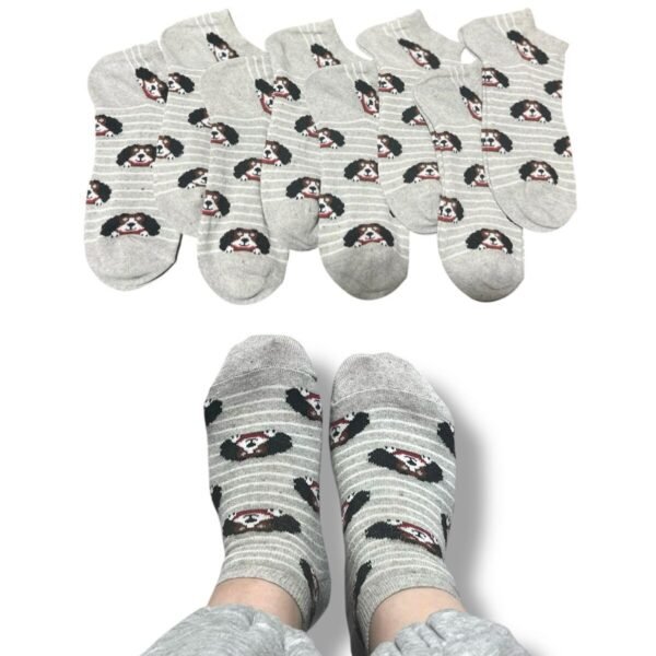 Patik Pamuklu 8 Çift Köpek Desenli Gri TYC2725C423B7D077A1D95C00