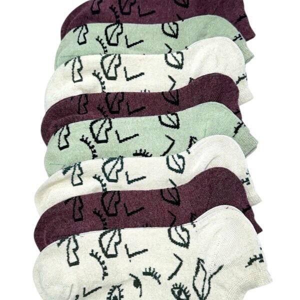 Kadın Patik 8 Çift  Göz Desenli Pamuklu s18