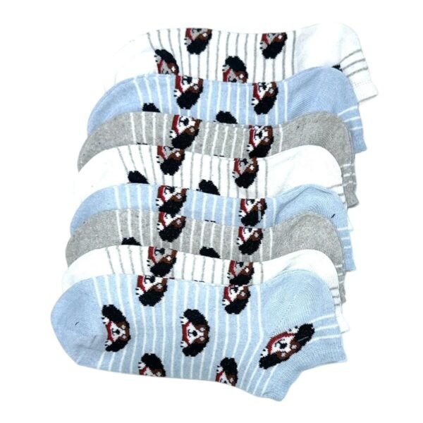 Kadın Patik 8 Çİft Renkli  Köpek Desenli S17