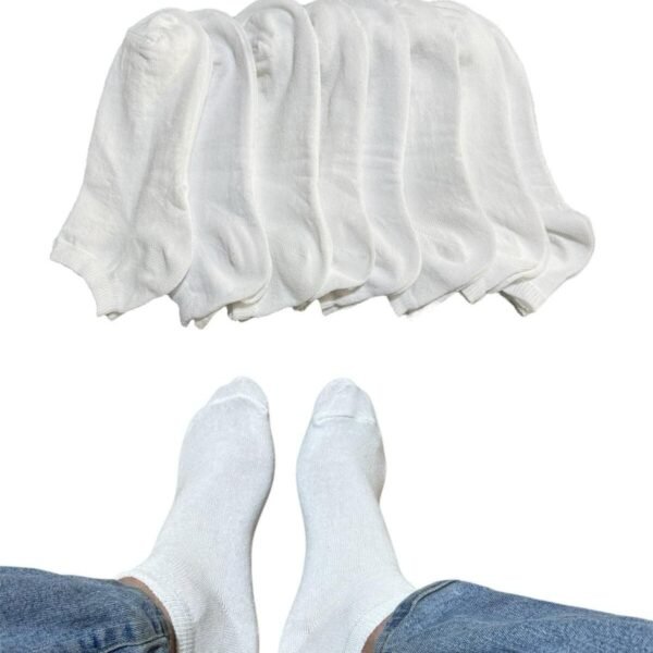 8 Çift Erkek Patik Pamuklu Beyaz Çoraplar 1-F11