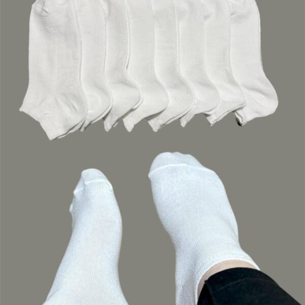 8 Çift Kadın Patik Pamuklu Beyaz Çoraplar F16