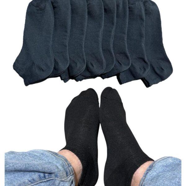 8 Çift Erkek Patik Pamuklu Siyah Çoraplar 3-F10