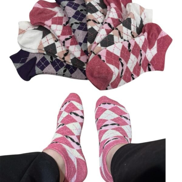 8 Çift Kadın Patik Pamuklu Desenli S7